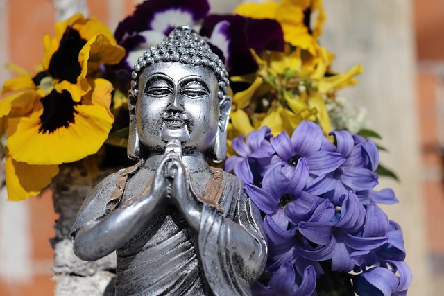 Person meditating in a serene outdoor setting.